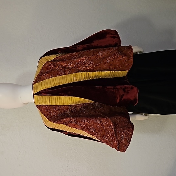 Renaissance Old World Velvet Jacquard Regal Castlecore Performance Unisex Cape - Picture 7 of 12